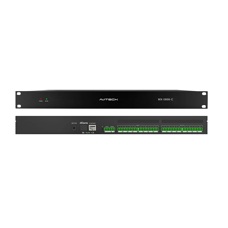 12V Dante 8 i 8 Out Network Audio Processor