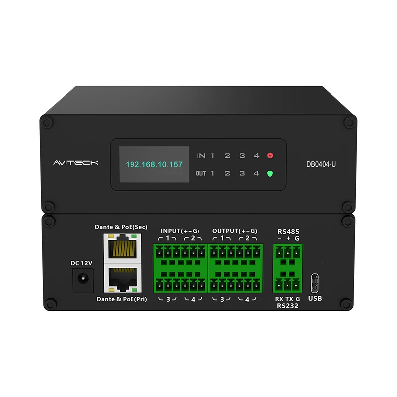Hva gjør Dante 4 in 4 Out Network Audio Processor Box essensiell for moderne lydsystemer?